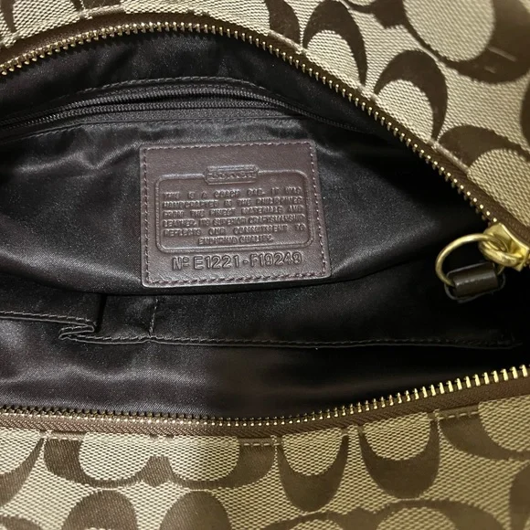 SOLD - Coach Gallery Signature Zip Khaki Mahogany Tote - Picture 9 of 10